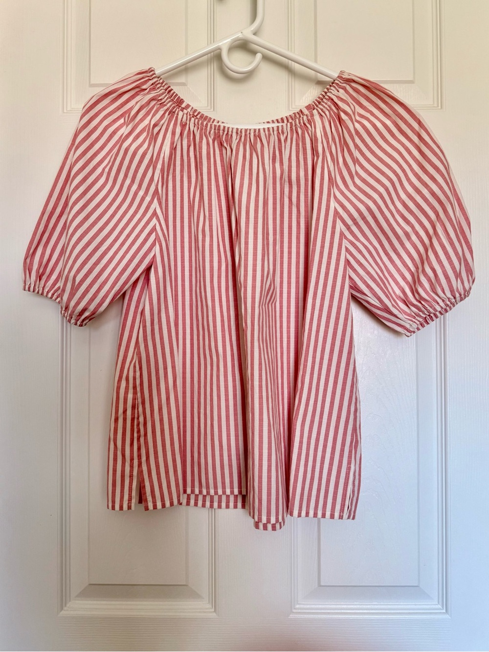 LOFT Pink and White Striped Off-Shoulder Tunic